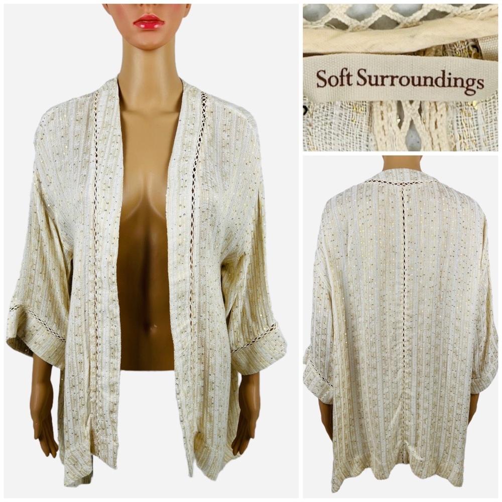 SOFT SURROUNDINGS Womens Small Top Glamour Sequin Embellished Topper $98 EUC